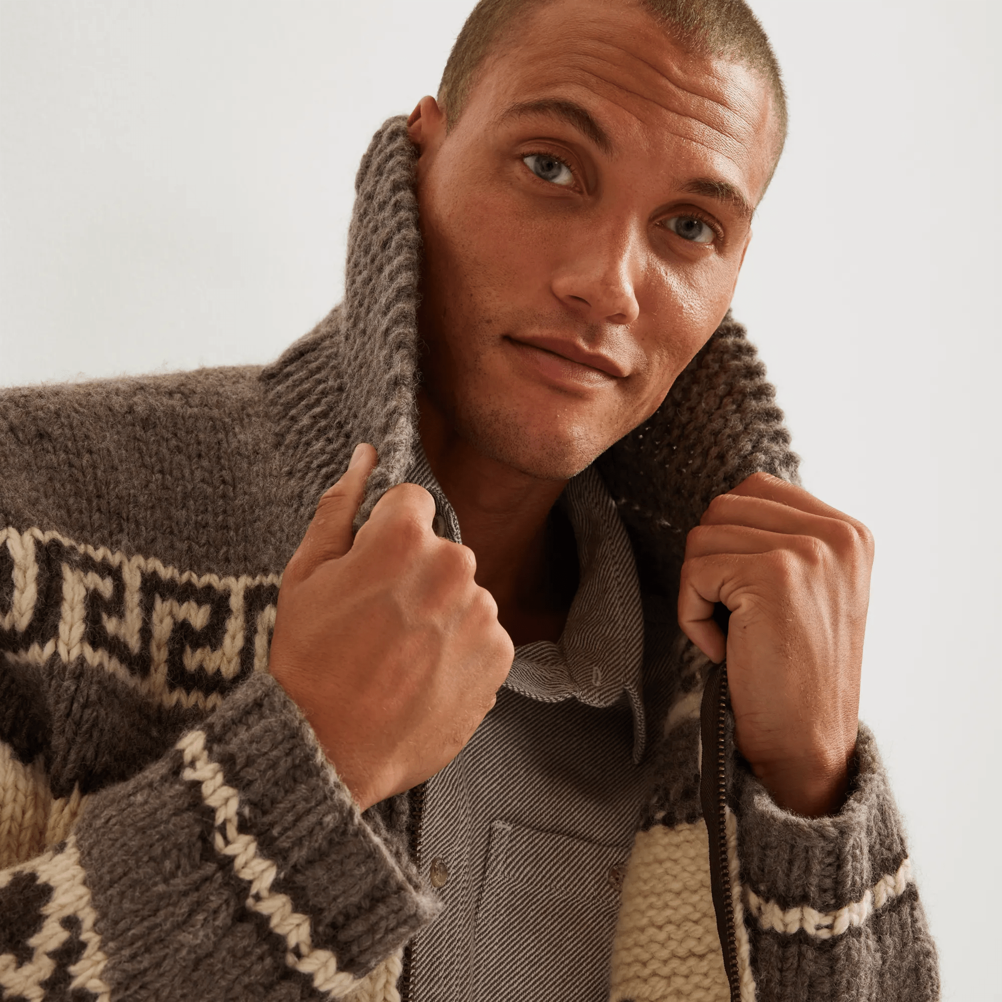 Hand-Knit Full-Zip Cardigan