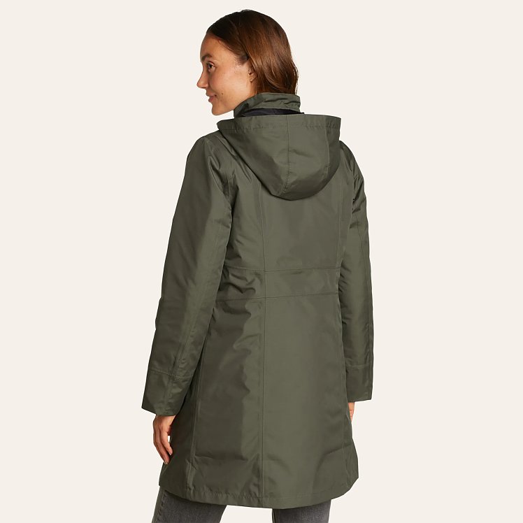 Eddie Bauer Plus Size Women s Girl on the Go Insulated Waterproof Trench Coat Dark Green 2X Shop Gifts for Her