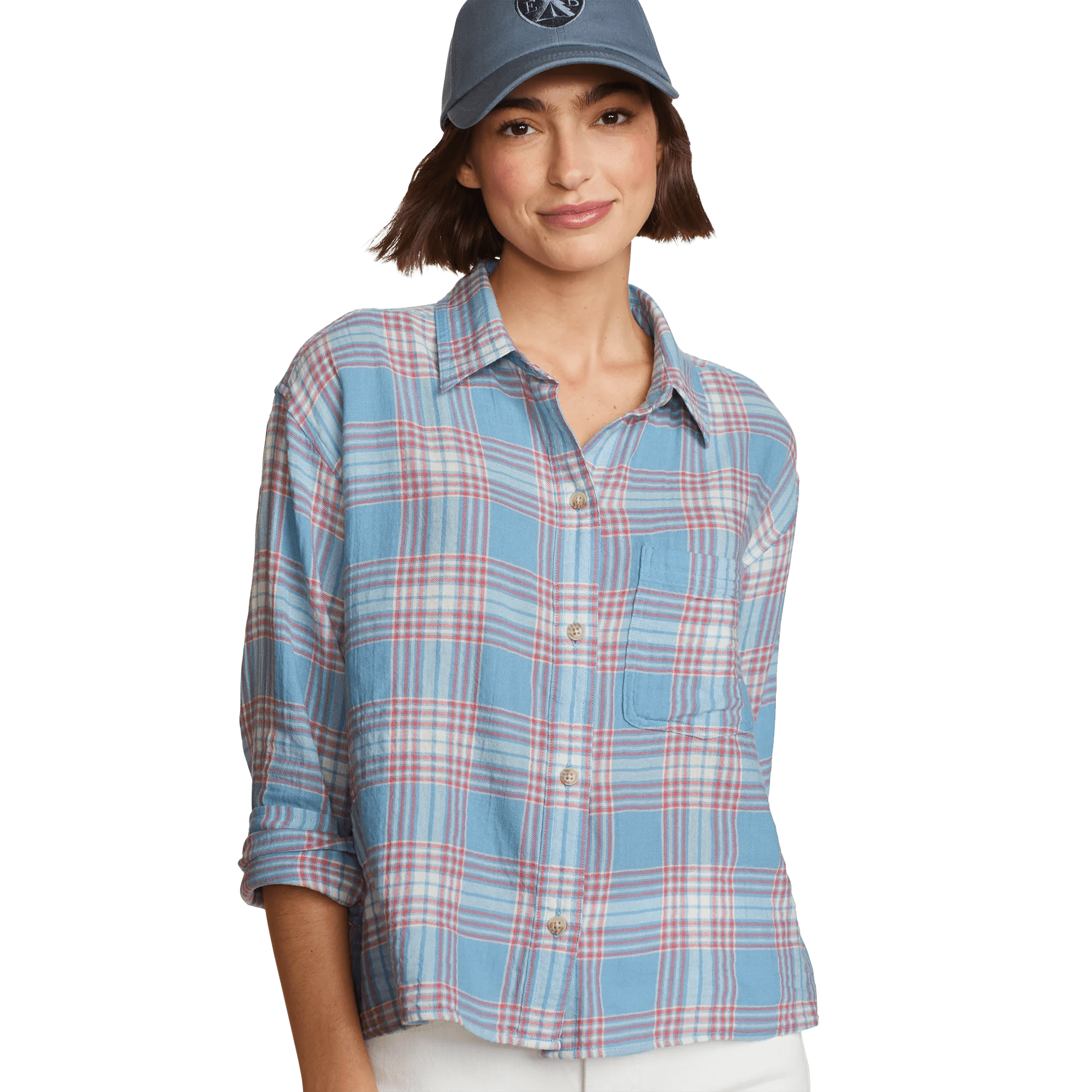 High Tide Long-Sleeve Cropped Flannel
