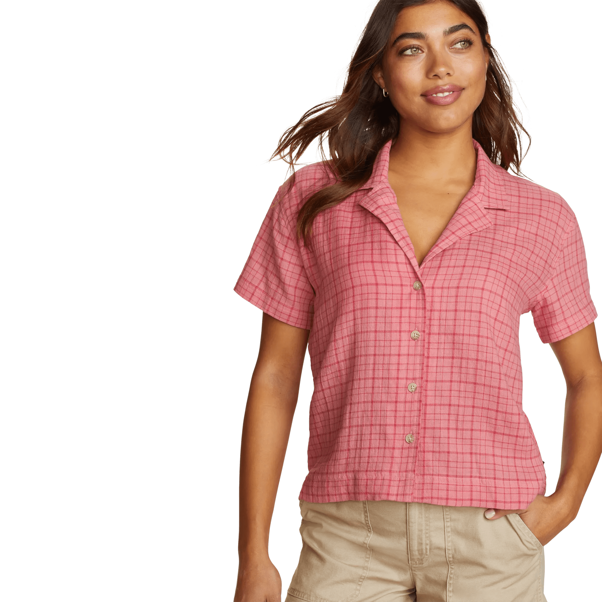High Tide Short-Sleeve Cropped Flannel