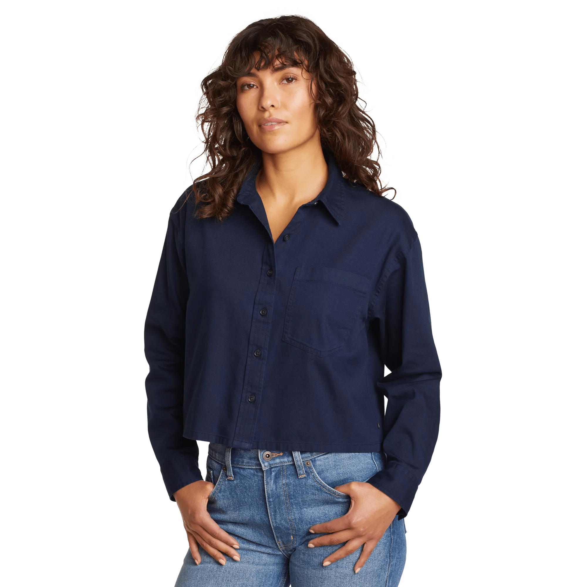 Everyday Cotton Cropped Long-Sleeve Shirt