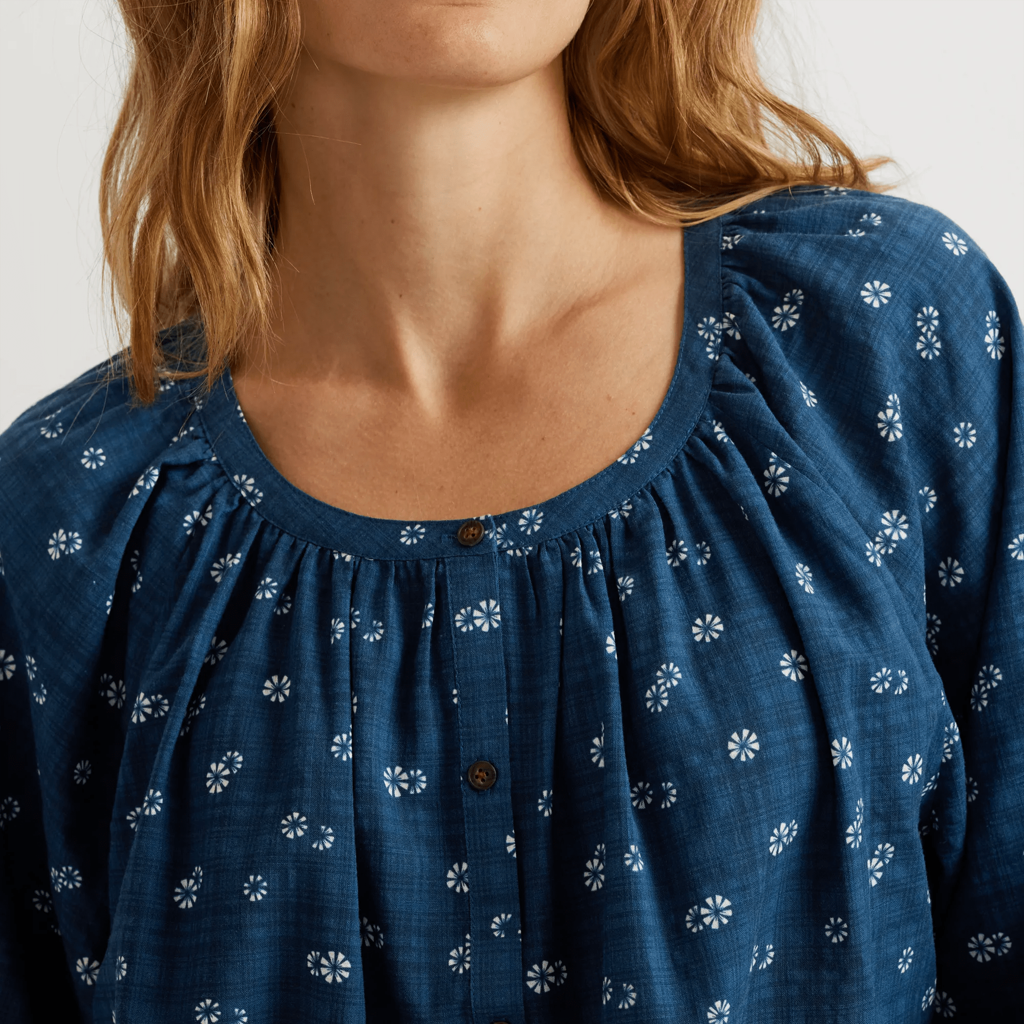 Meadow Texture Quarter-Sleeve Top