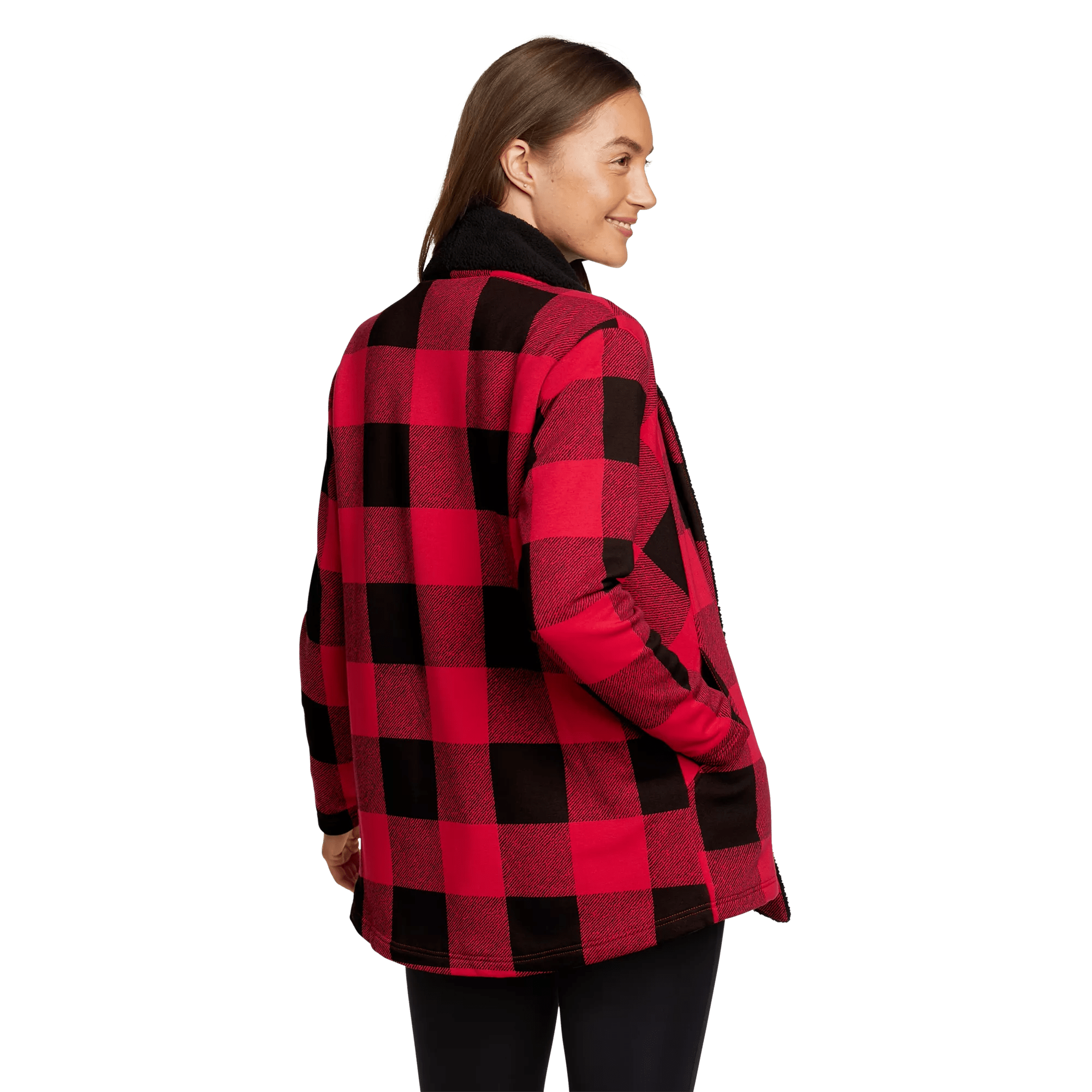 Snow Lodge Faux Shearling-Lined Wrap - Buffalo Check