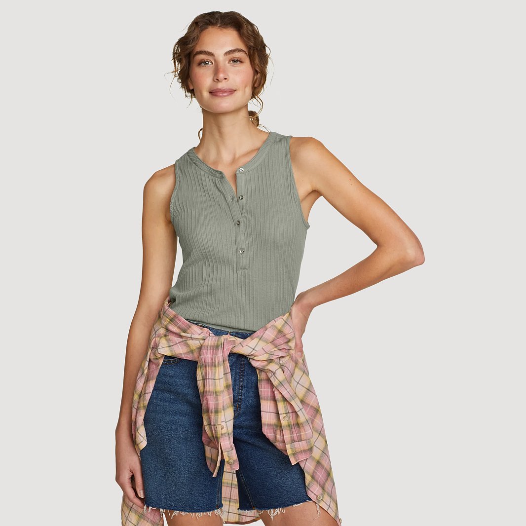 Women's Seaside Ribbed Henley Tank 