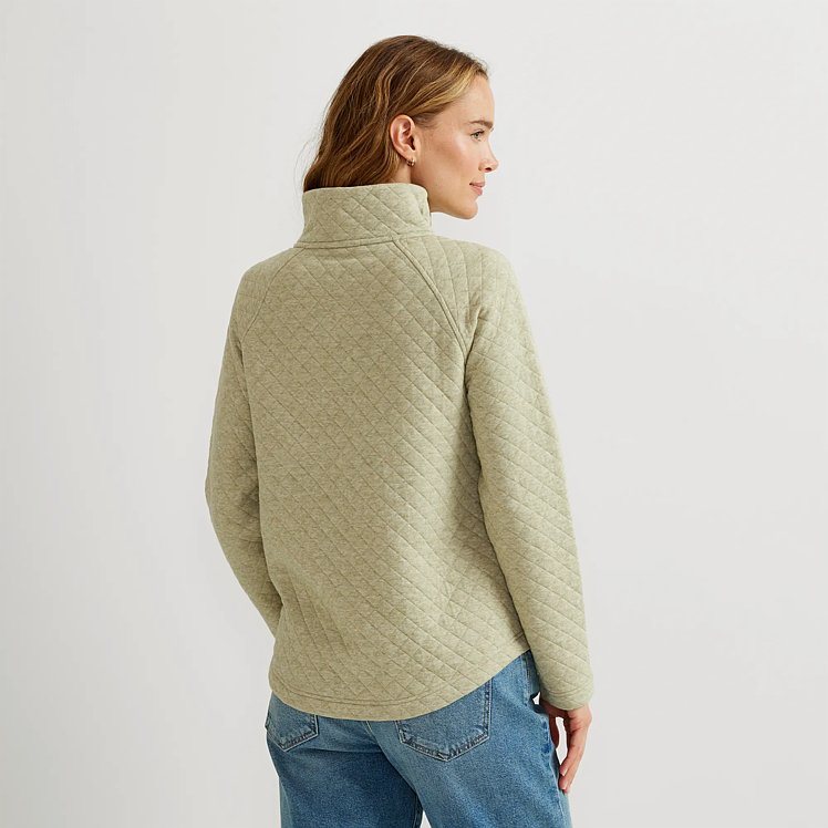 Women's Quilted Button-Up Mockneck