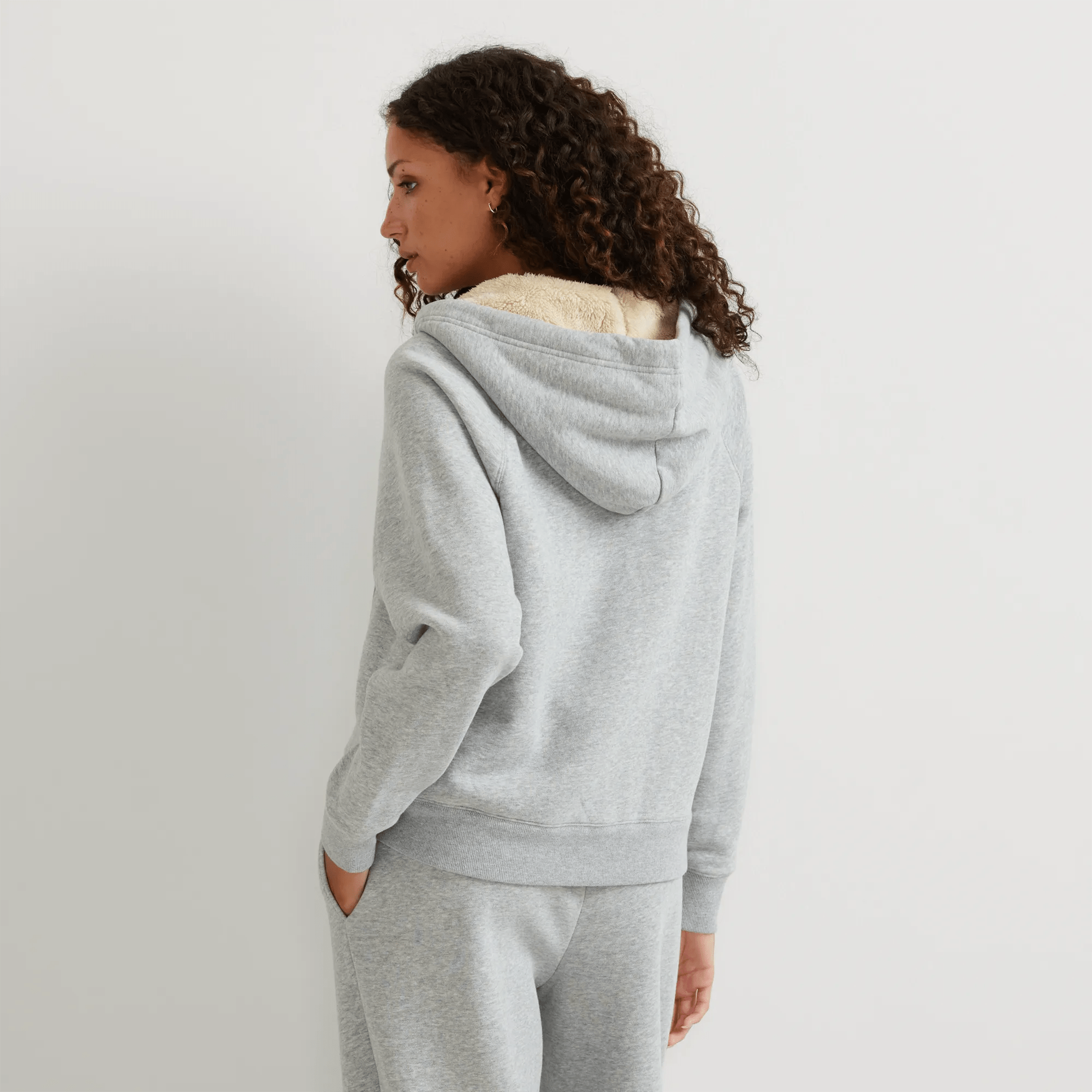 Vintage Soft Faux Shearling-Lined Full-Zip Hoodie