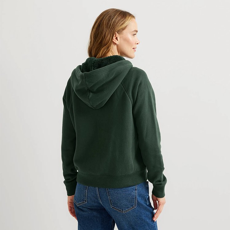 Women's Vintage Soft Faux Shearling Lined Full-Zip Hoodie