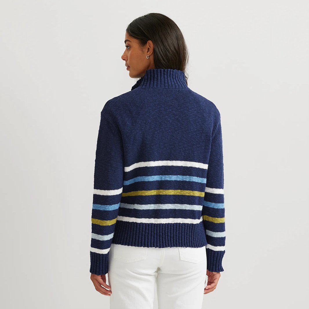 Women's Striped 1/4-Zip Sweater