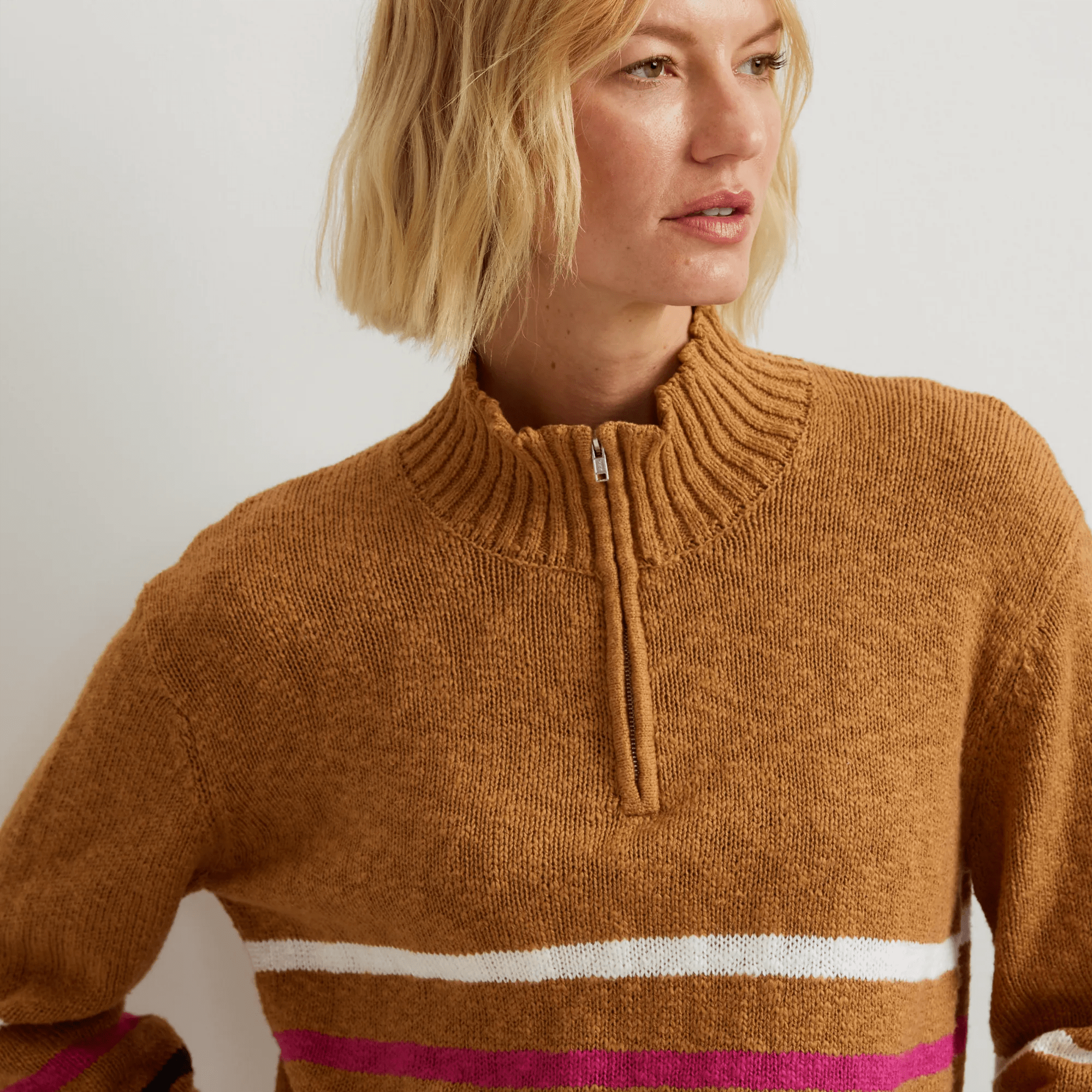 Striped 1/4-Zip Sweater