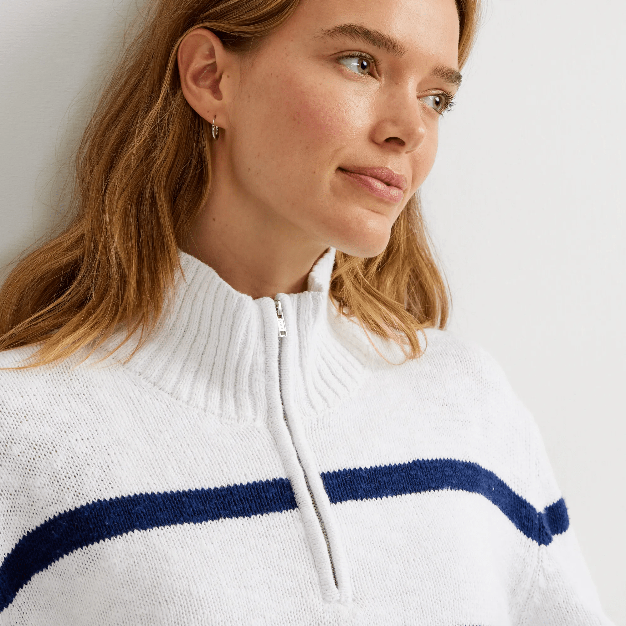 Striped 1/4-Zip Sweater