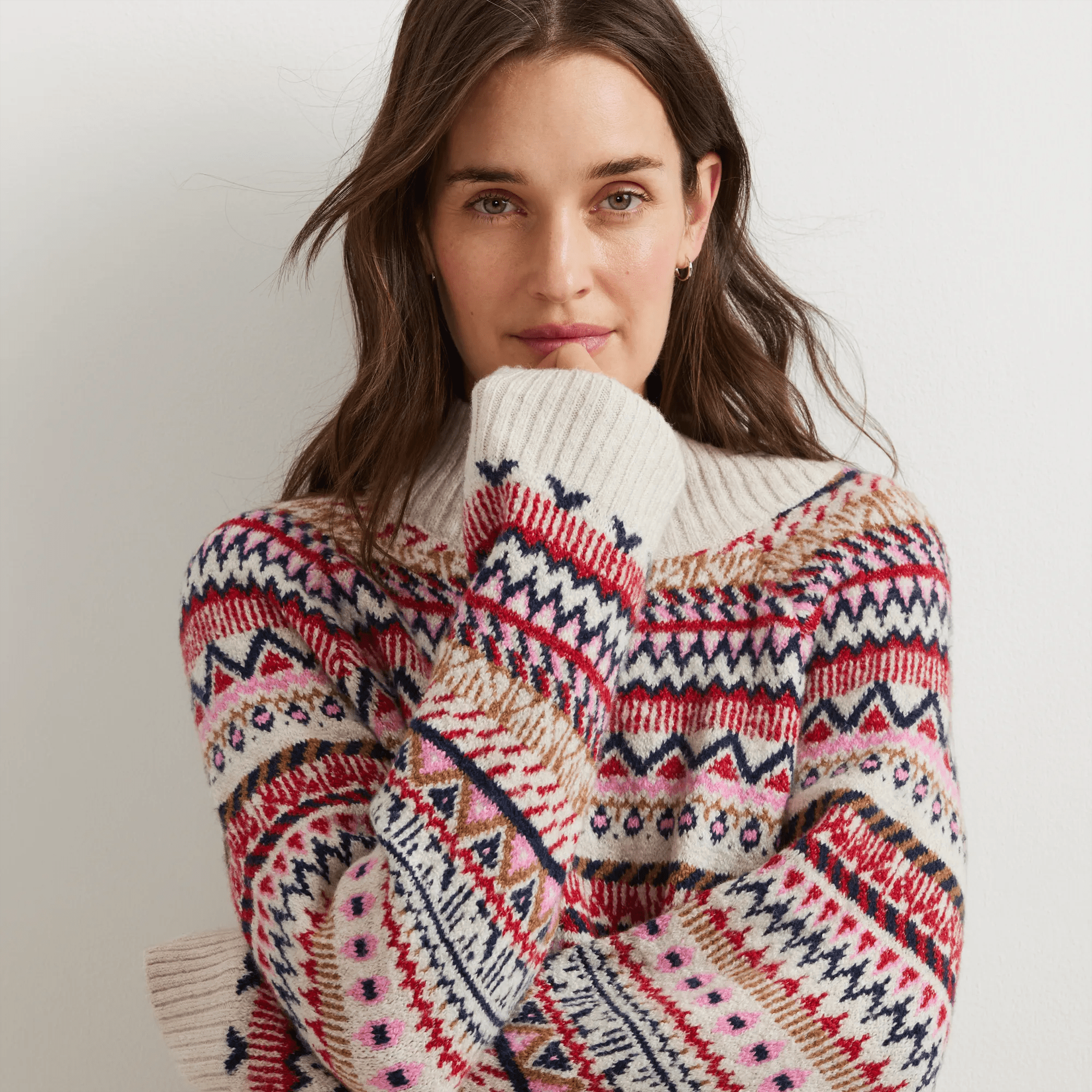 Warm Tidings Mock Neck Sweater - Fair Isle Pattern