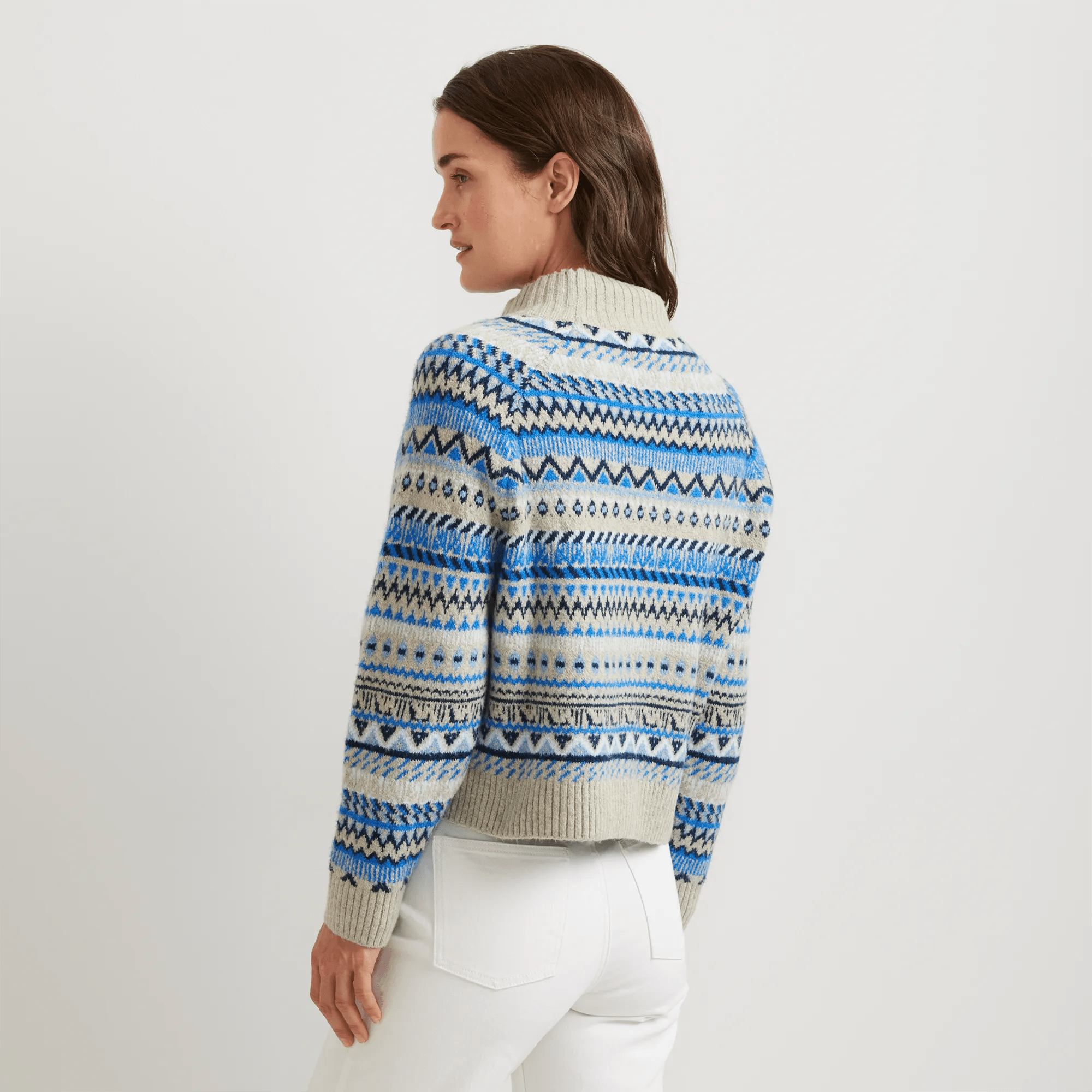 Warm Tidings Mock Neck Sweater - Fair Isle Pattern