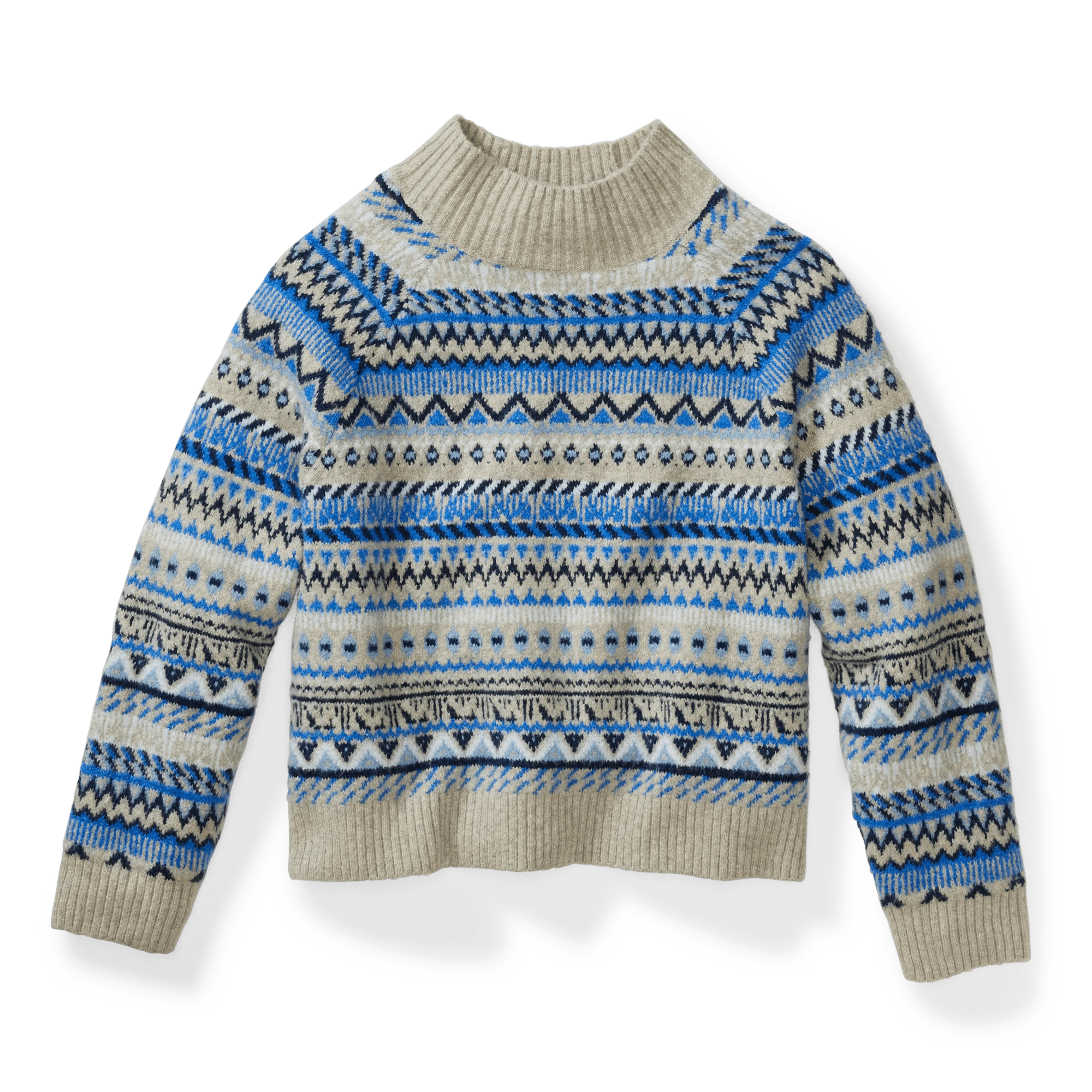 Warm Tidings Mock Neck Sweater - Fair Isle Pattern
