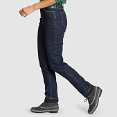  Eddie Bauer Women's Revival High Rise Fleece-Lined Jeans, Aged  Blue, 6 : Clothing, Shoes & Jewelry