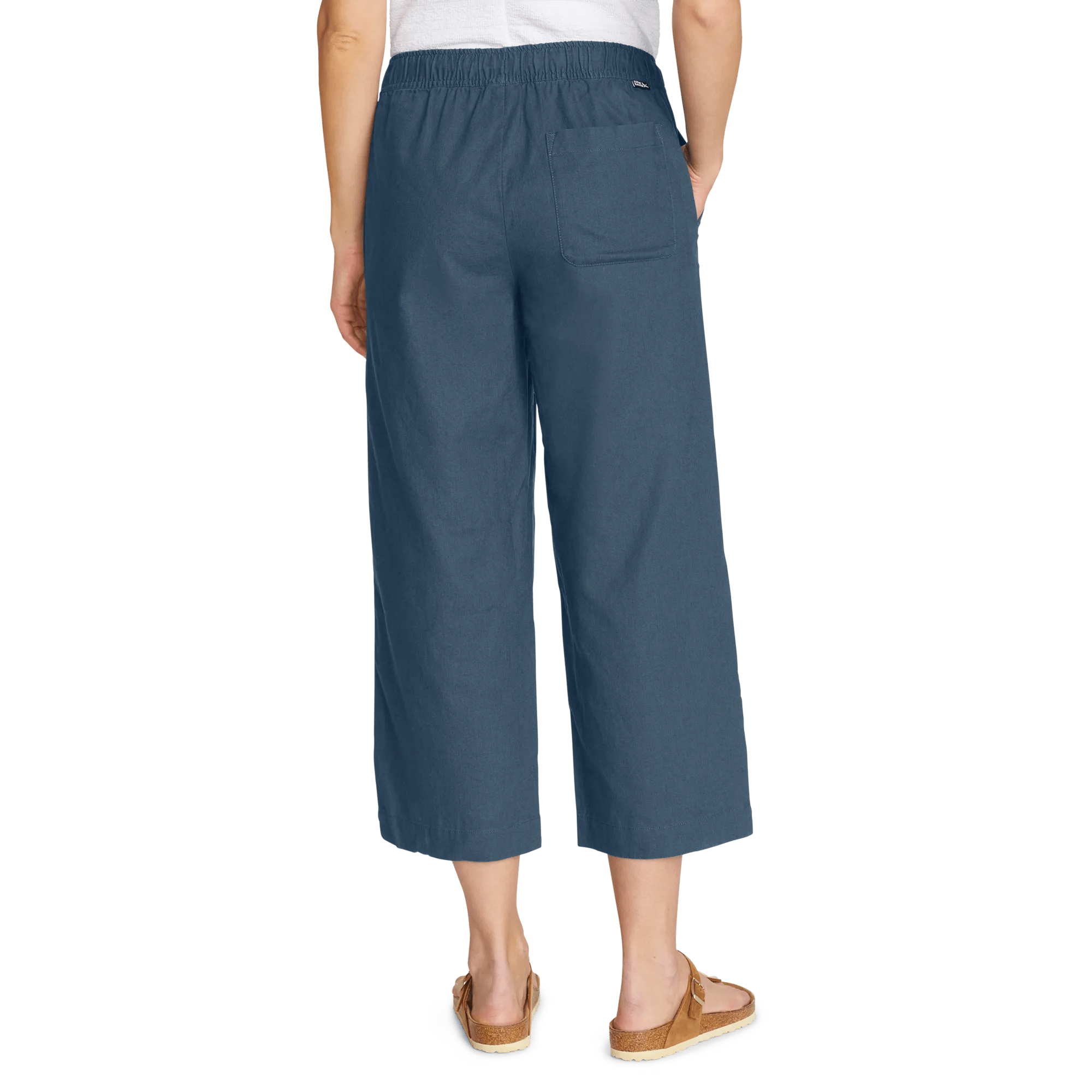 Wave Break Pull-On Wide-Leg Cropped Pants