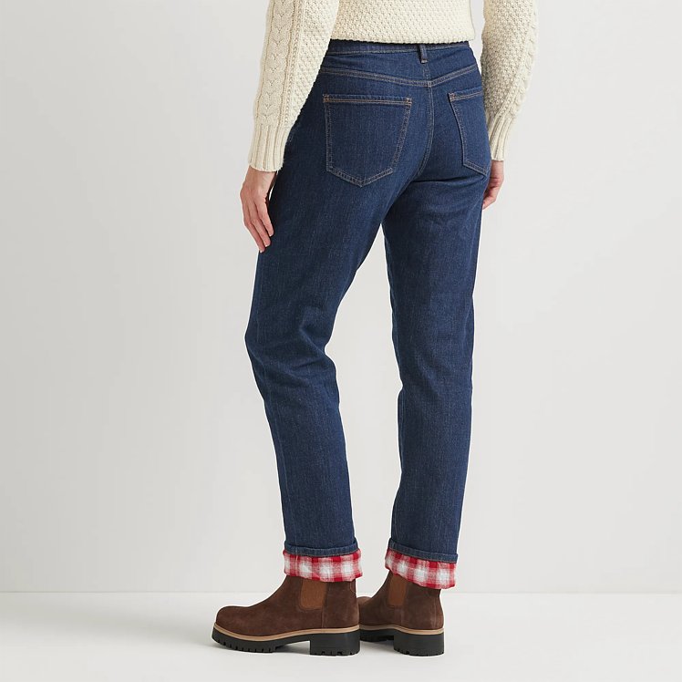 Women's Boyfriend Flannel-Lined Straight Leg Jeans