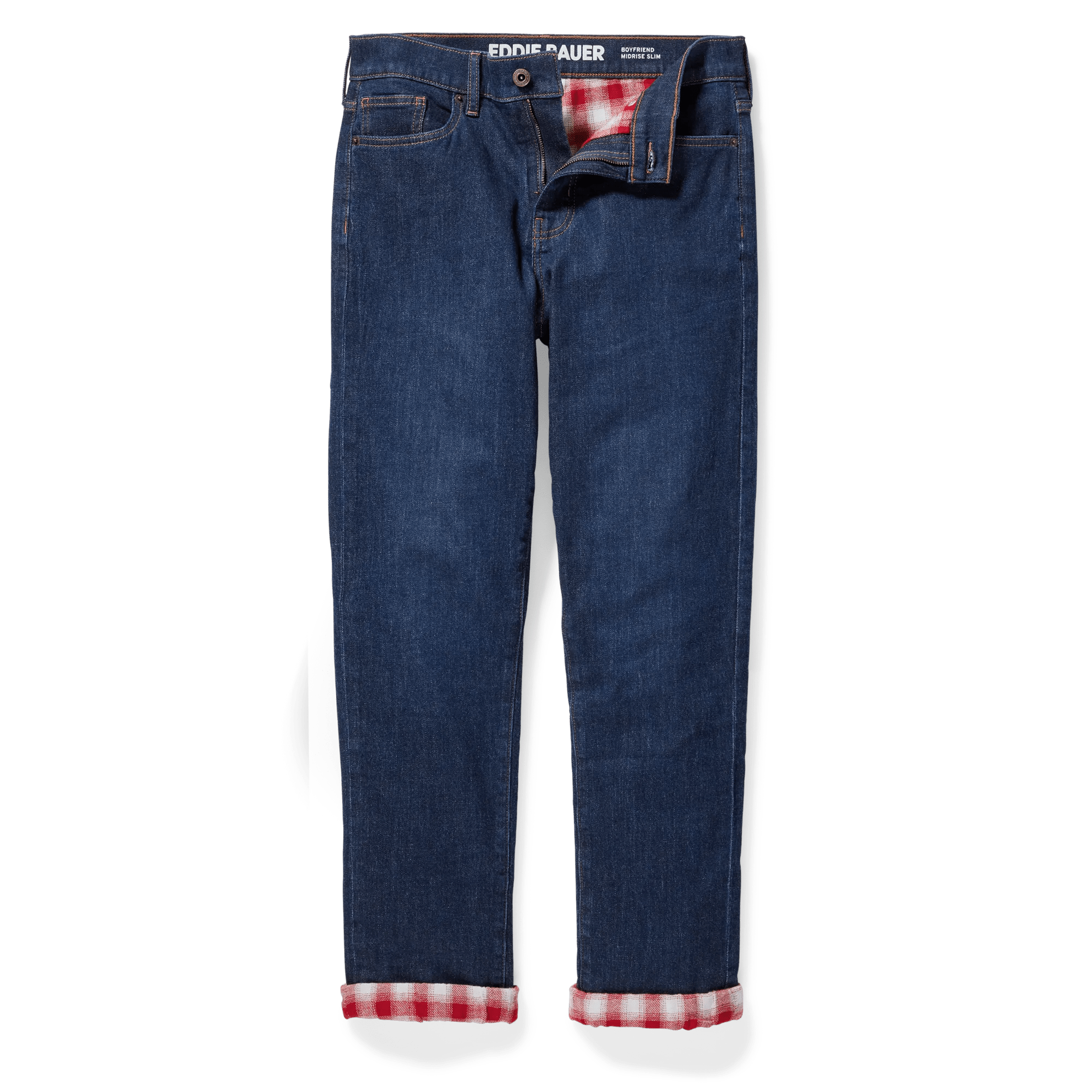 Boyfriend Flannel-Lined Straight Leg Jeans