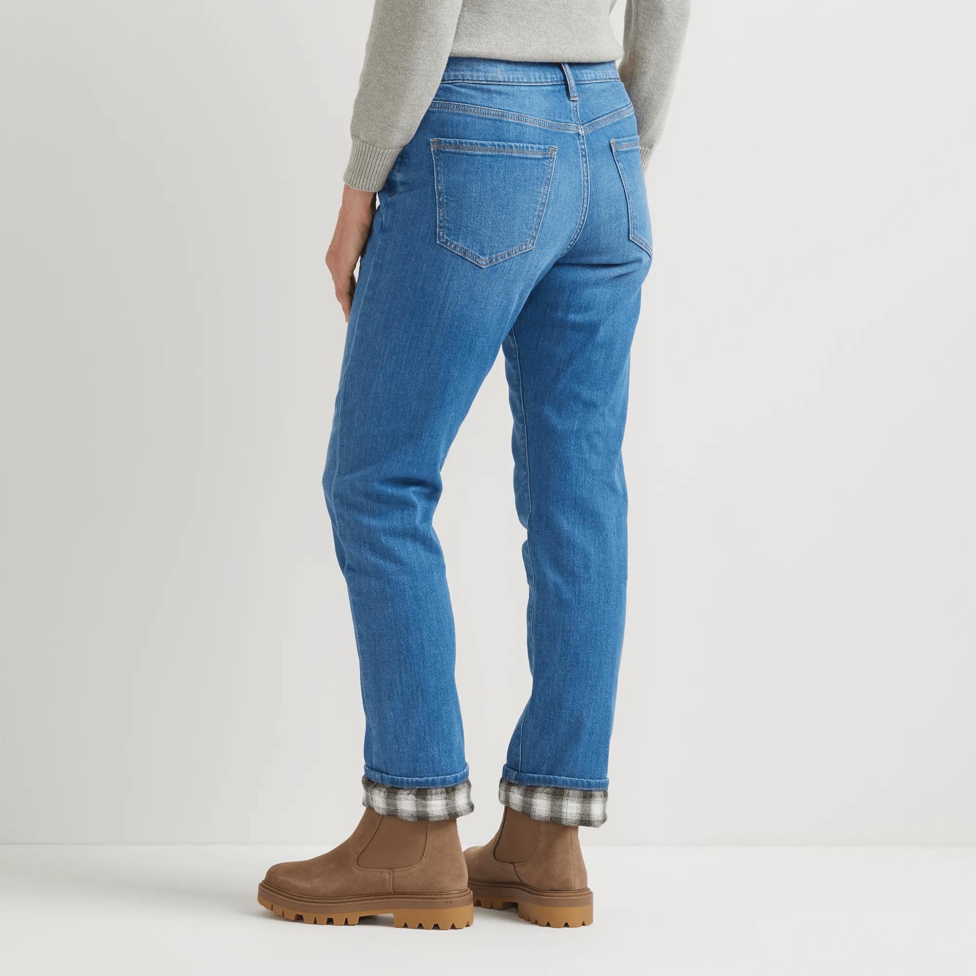 Boyfriend Flannel-Lined Straight Leg Jeans