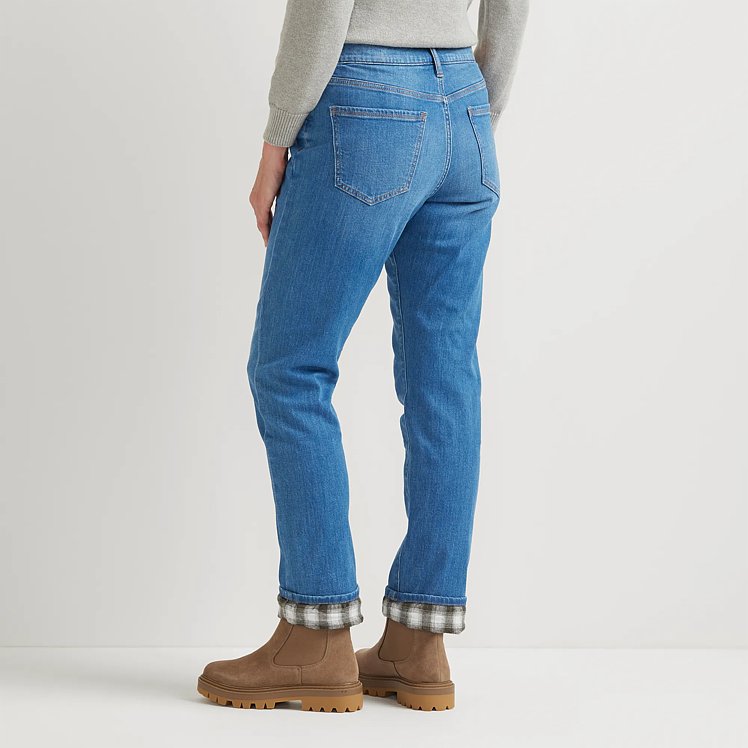 Women's Boyfriend Flannel-Lined Straight Leg Jeans