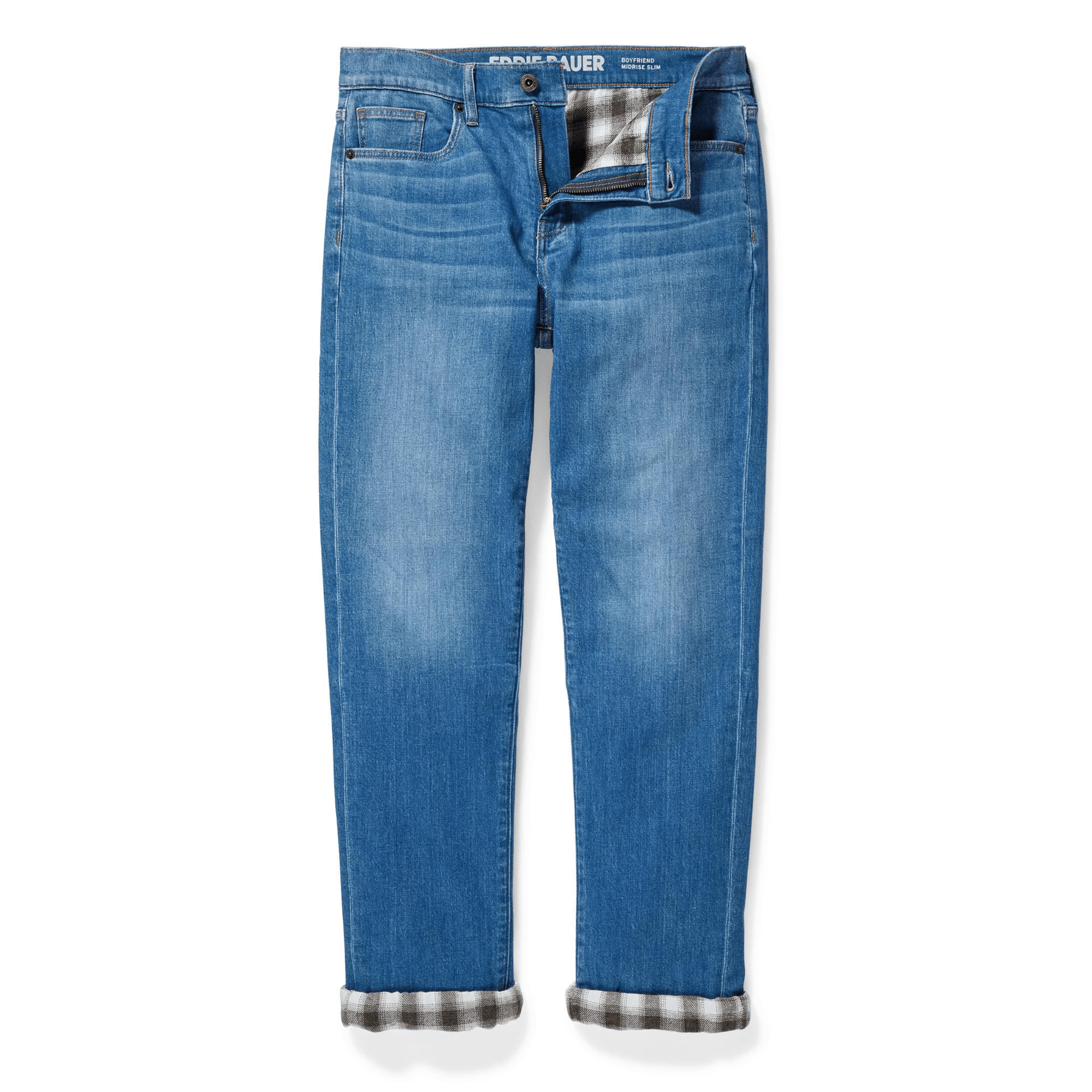 Boyfriend Flannel-Lined Straight Leg Jeans
