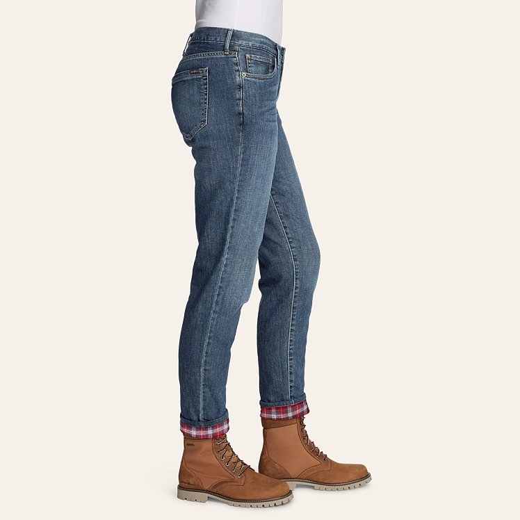 Women s Boyfriend Flannel lined Jeans Eddie Bauer