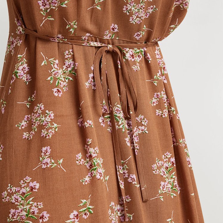 Women's Camp Collar Short-Sleeve Midi Dress