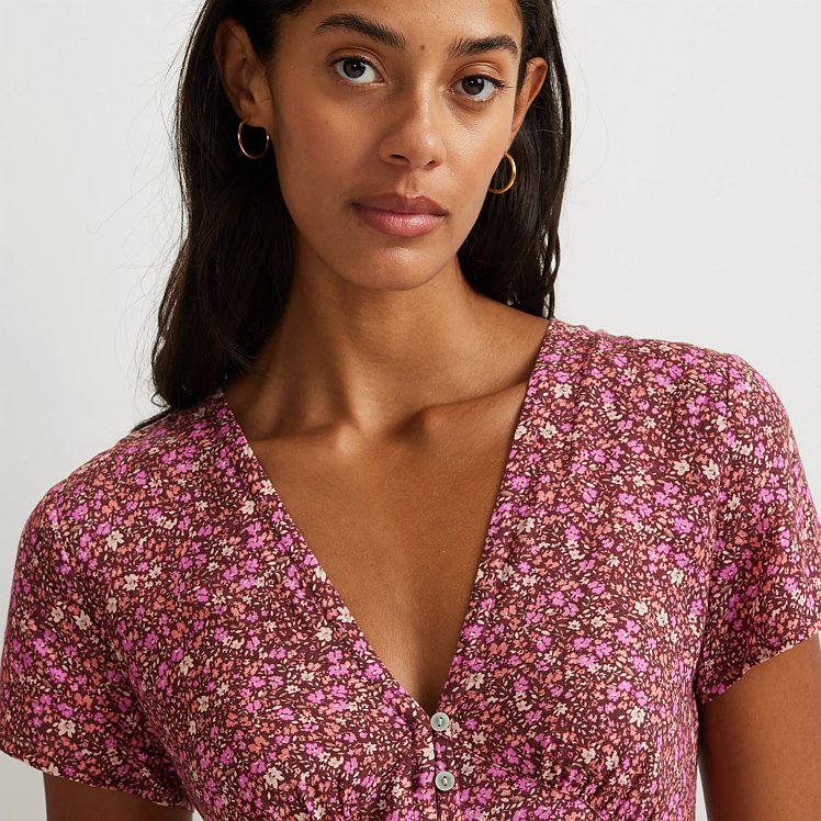 Women's Button Front Midi Dress