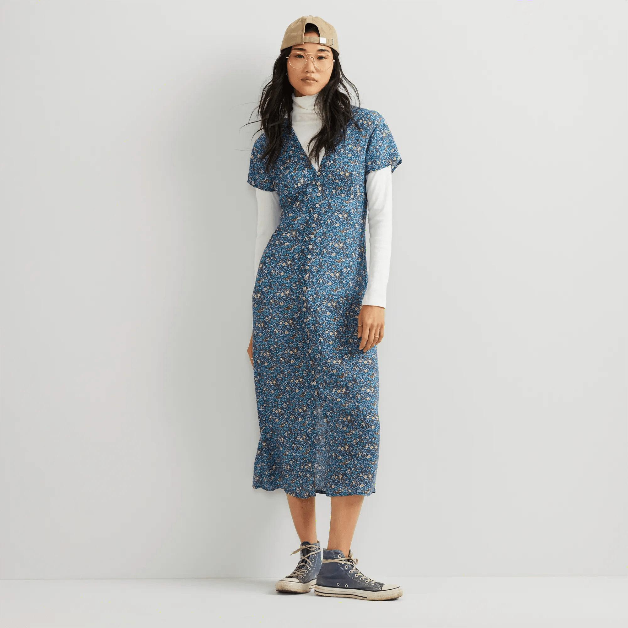 Button Front Midi Dress