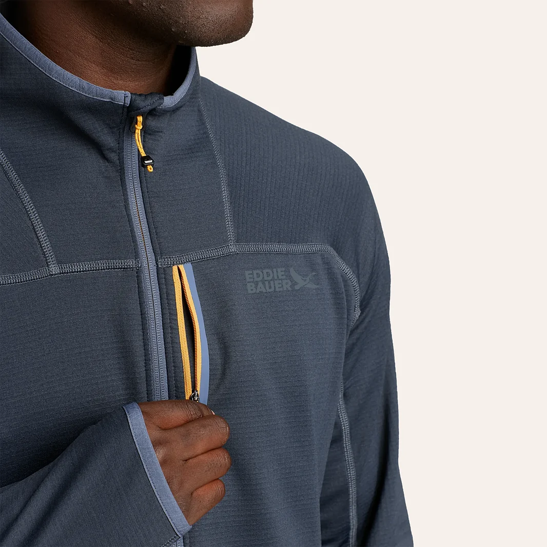 Men's High Route Grid Fleece Full-Zip Mock Neck