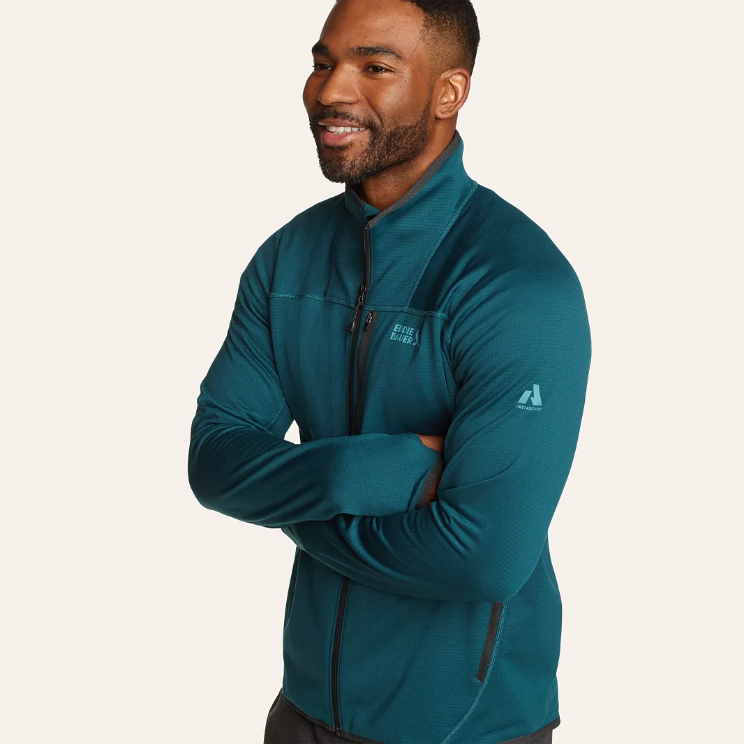 Men's High Route Grid Fleece Full-Zip Mock Neck
