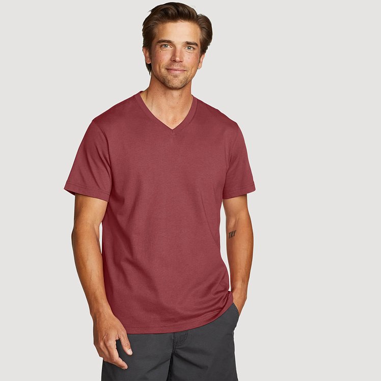 Men's Legend Wash 100% Cotton Short-sleeve V-neck T-shirt