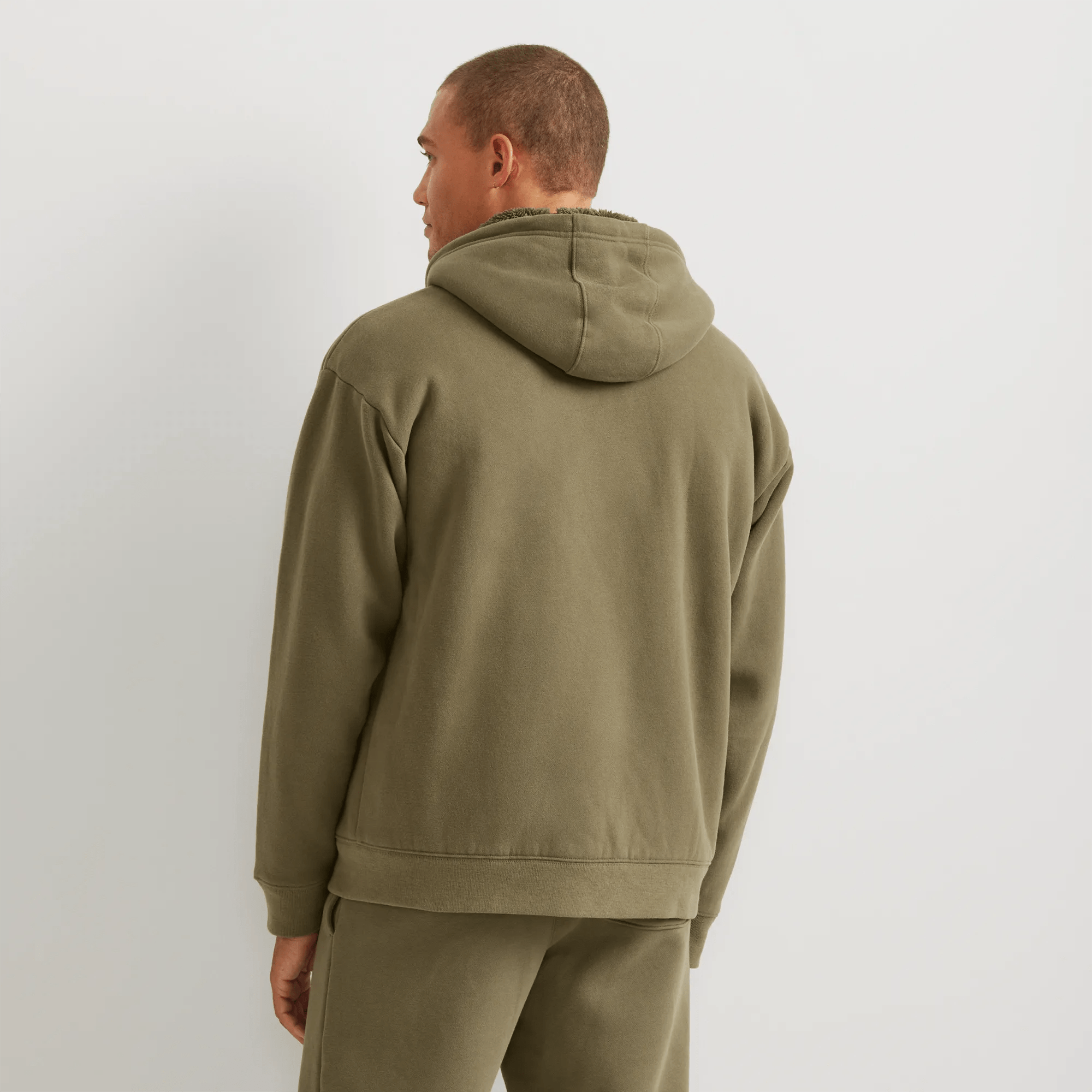 Vintage Soft Faux Shearling Fleece-Lined Full-Zip Hoodie