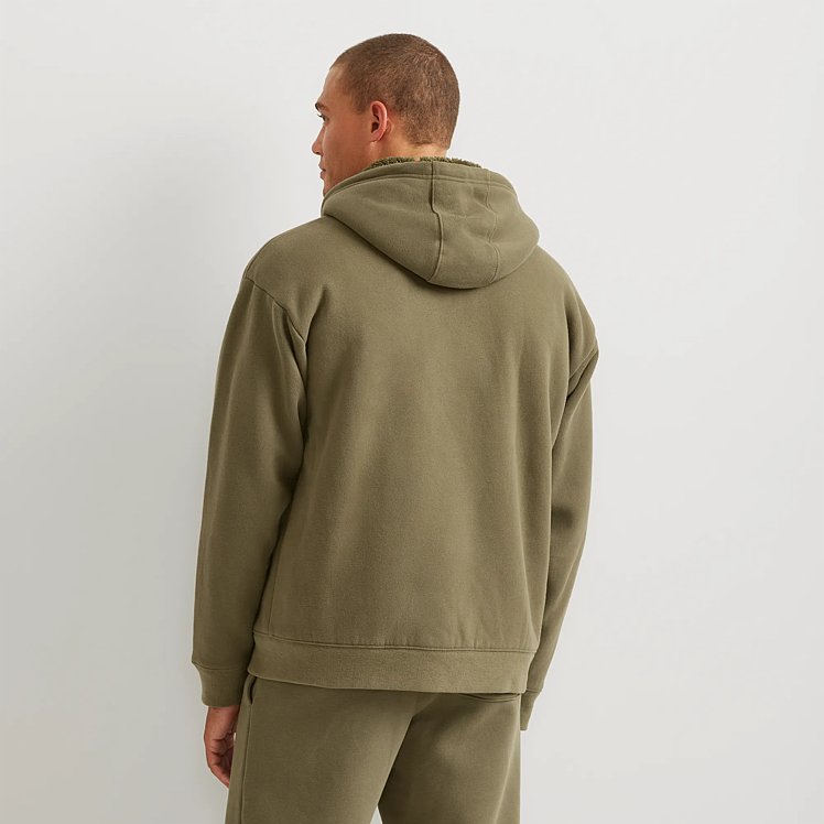 Men's Vintage Soft Faux Shearling-Lined Full-Zip Hoodie