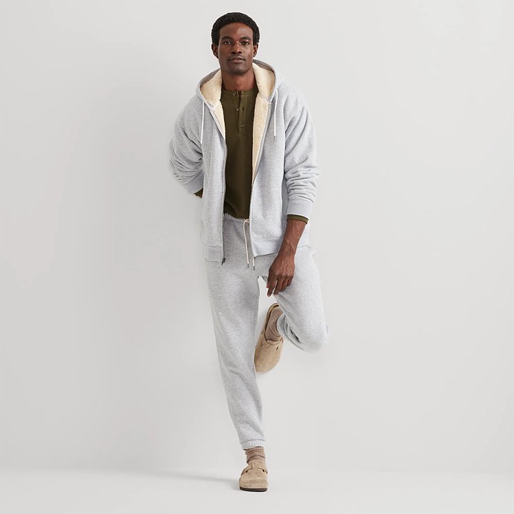 Men's Vintage Soft Faux Shearling-Lined Full-Zip Hoodie