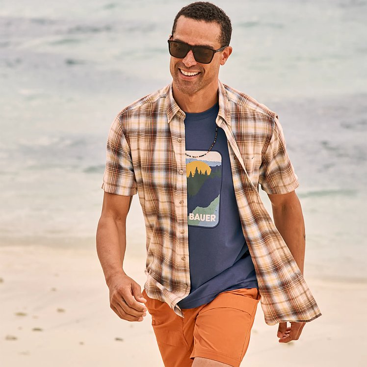 Men's Tidelands Short-sleeve Yarn-dyed Textured Shirt