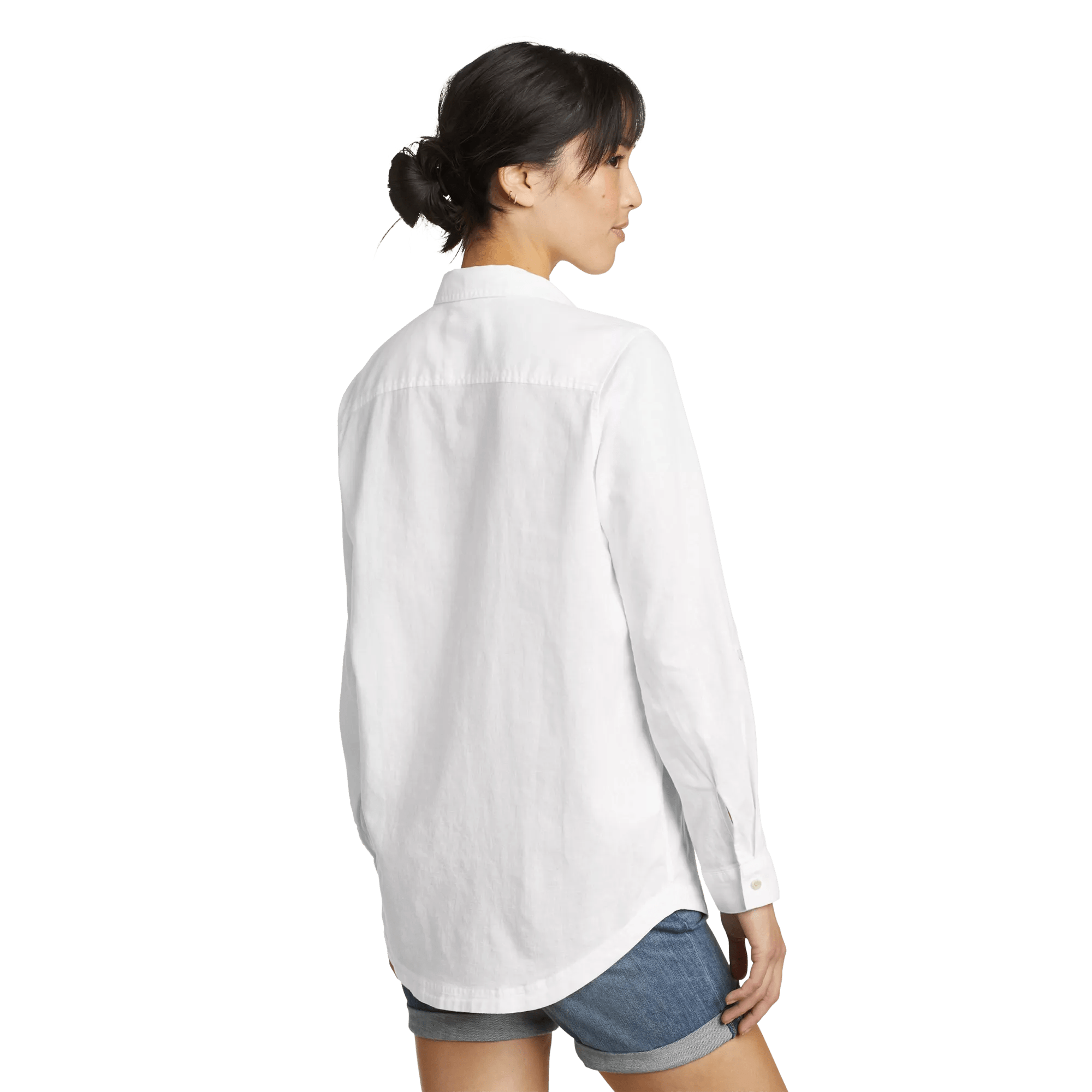 Long-Sleeve Wave Break Linen Roll-Sleeve Shirt