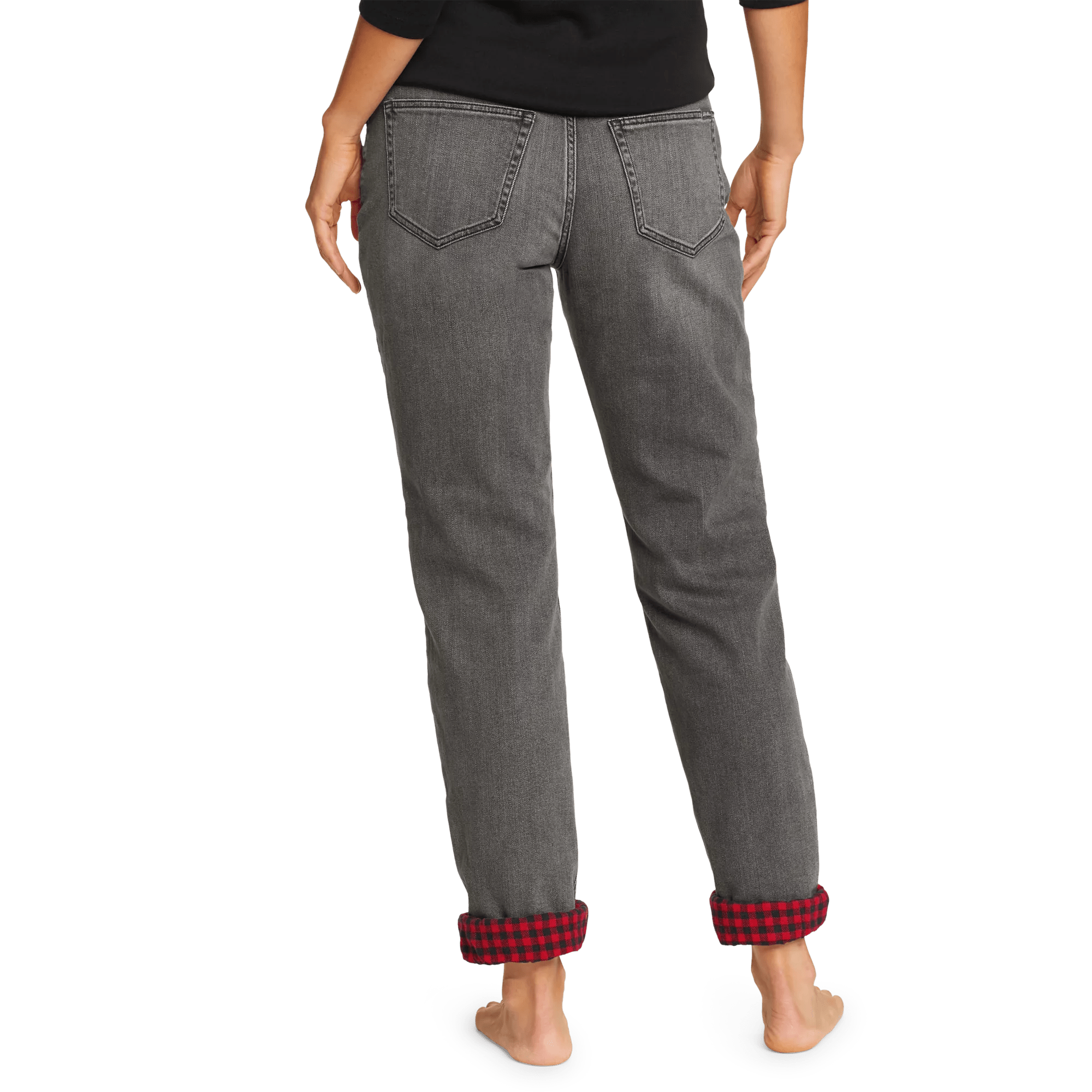 Flannel-Lined Boyfriend Jeans