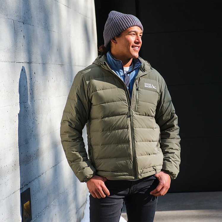 Men's Belltown Stretch Hooded Down Jacket | Eddie Bauer Men's Belltown Stretch Hooded Down Jacket | Eddie Bauer
