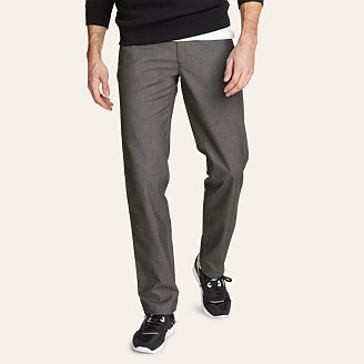 Eddie Bauer Men's Getaway Flex Twill Chino Pants, Carbon, 32W x