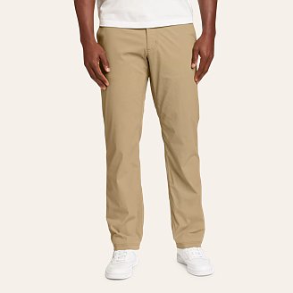 Eddie Bauer Rainier Pants Dune Beige 50 UPF+ DWR Men's Straight Fit Stretch