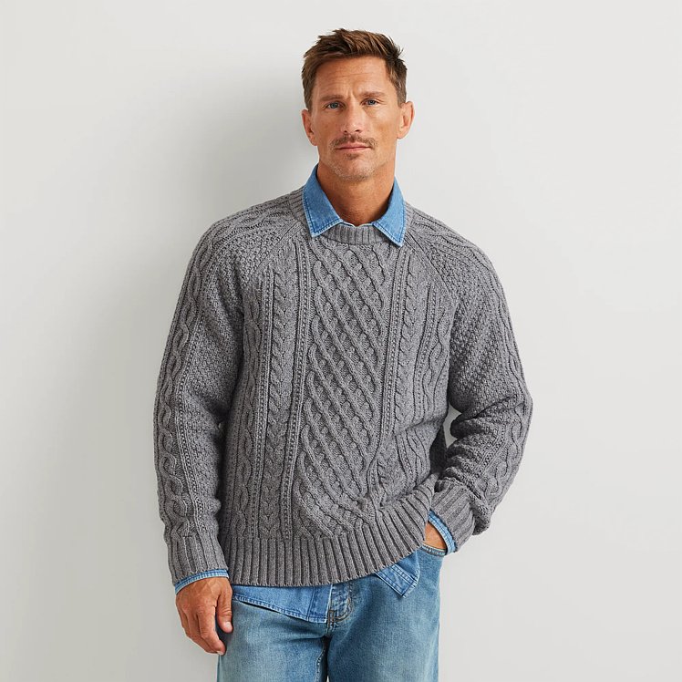 Men's Premium Heritage Cable Crew Sweater Eddie Bauer