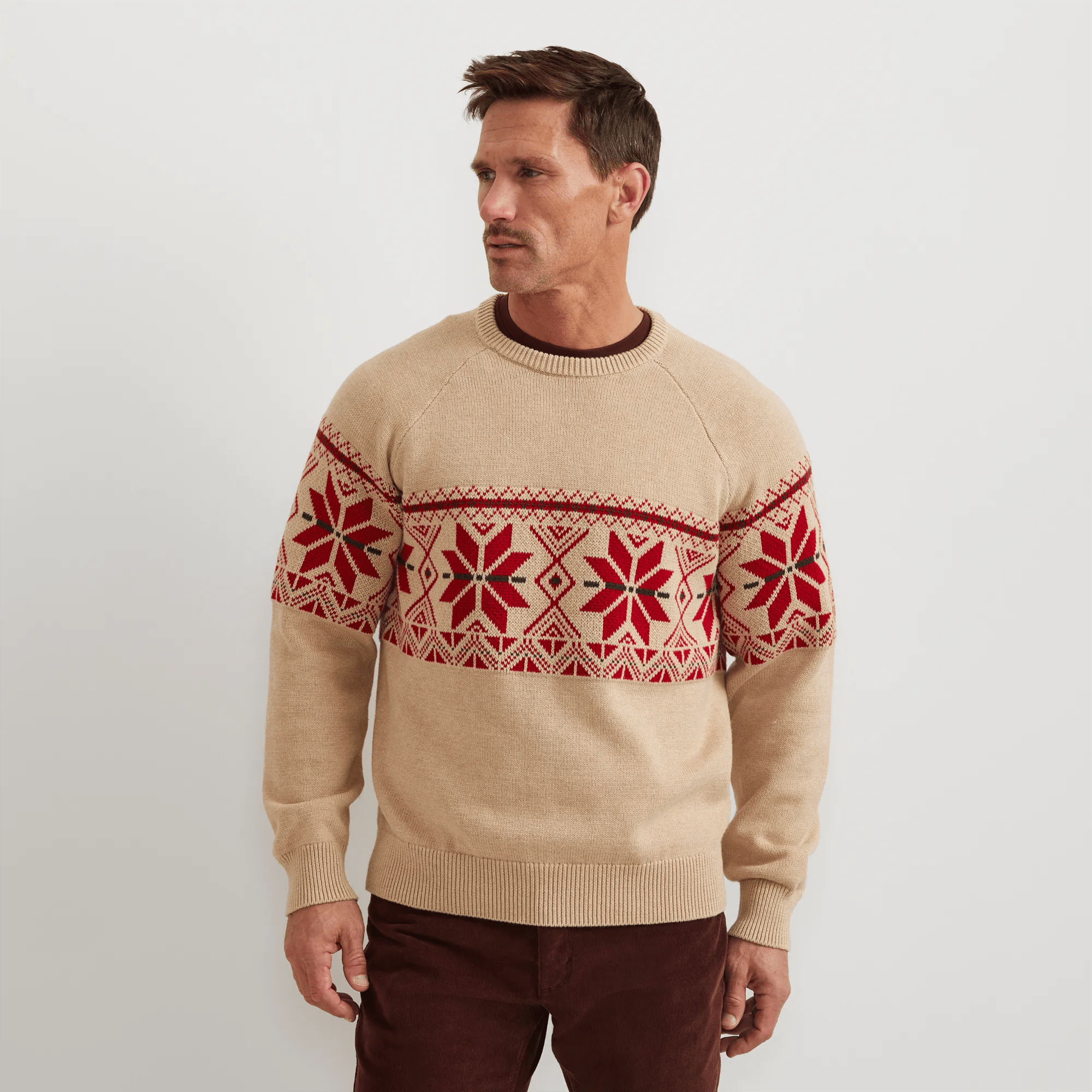 Classic Fair Isle Crewneck Sweater - Snowflake Stripe