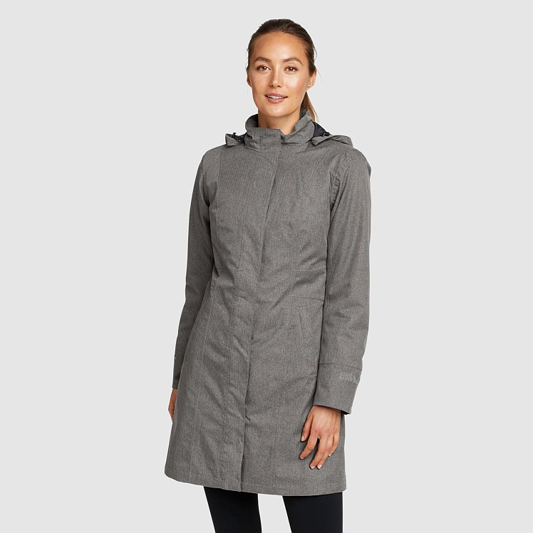 Women s Girl On The Go Insulated Waterproof Trench Coat Eddie Bauer