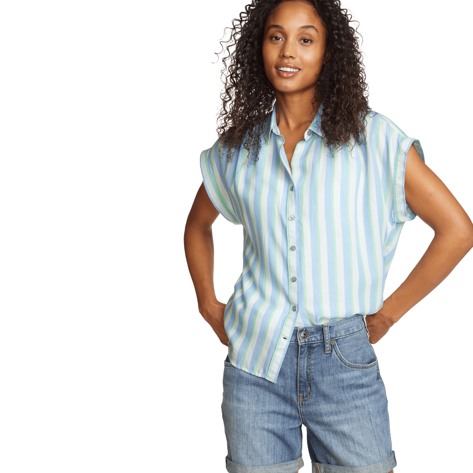 Tranquil Short-Sleeve Shirred Shirt - Pattern