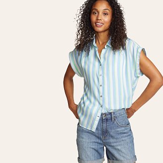 Women's Tranquil Short-Sleeve Shirred Shirt