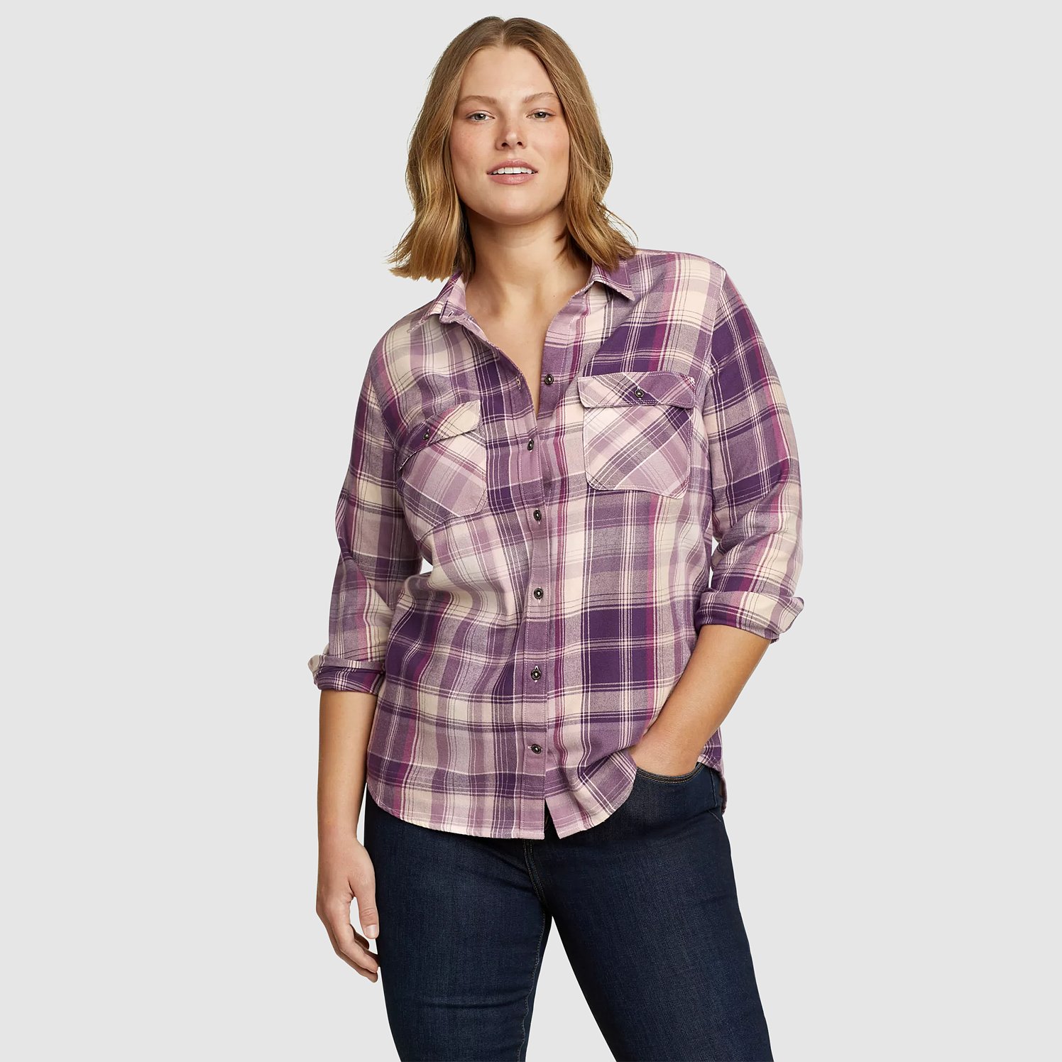 Eddie Bauer Women's Firelight Flannel Shirt - Hyacinth - Size M