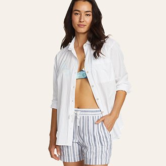 Womens Travel Light Crinkle Cotton Long-Sleeve Shirt