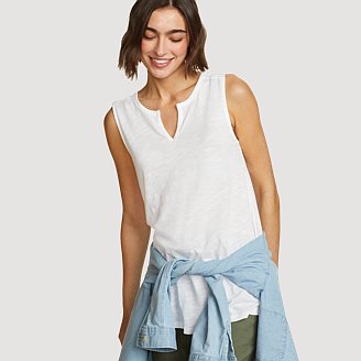 Image of Women's Gate Check Sleeveless Split-Neck Tunic