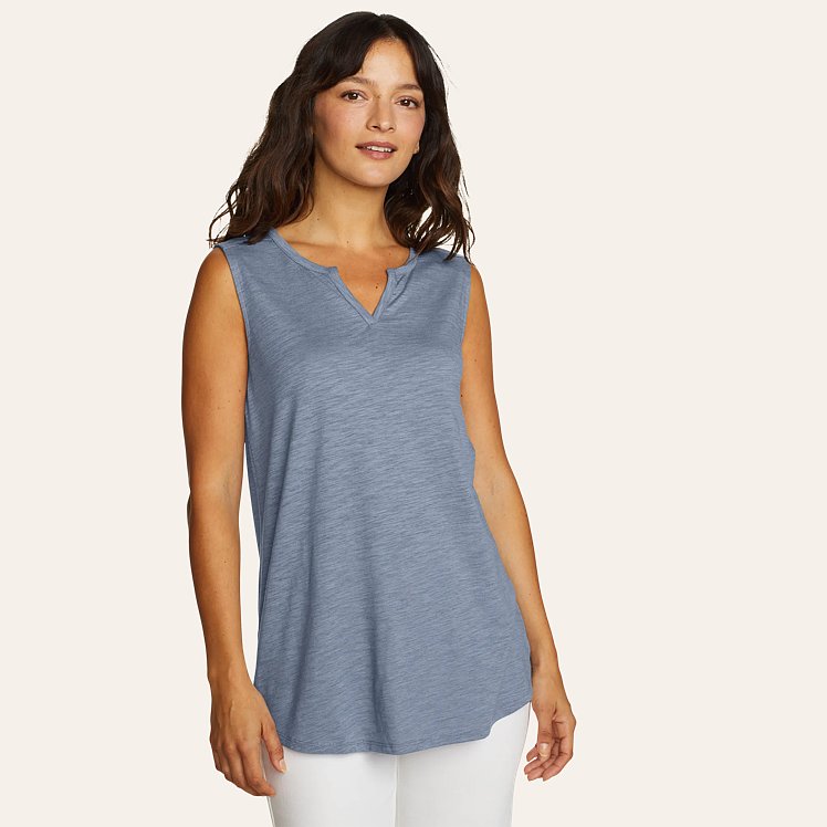 Women's Gate Check Sleeveless Split-neck Tunic | Eddie Bauer