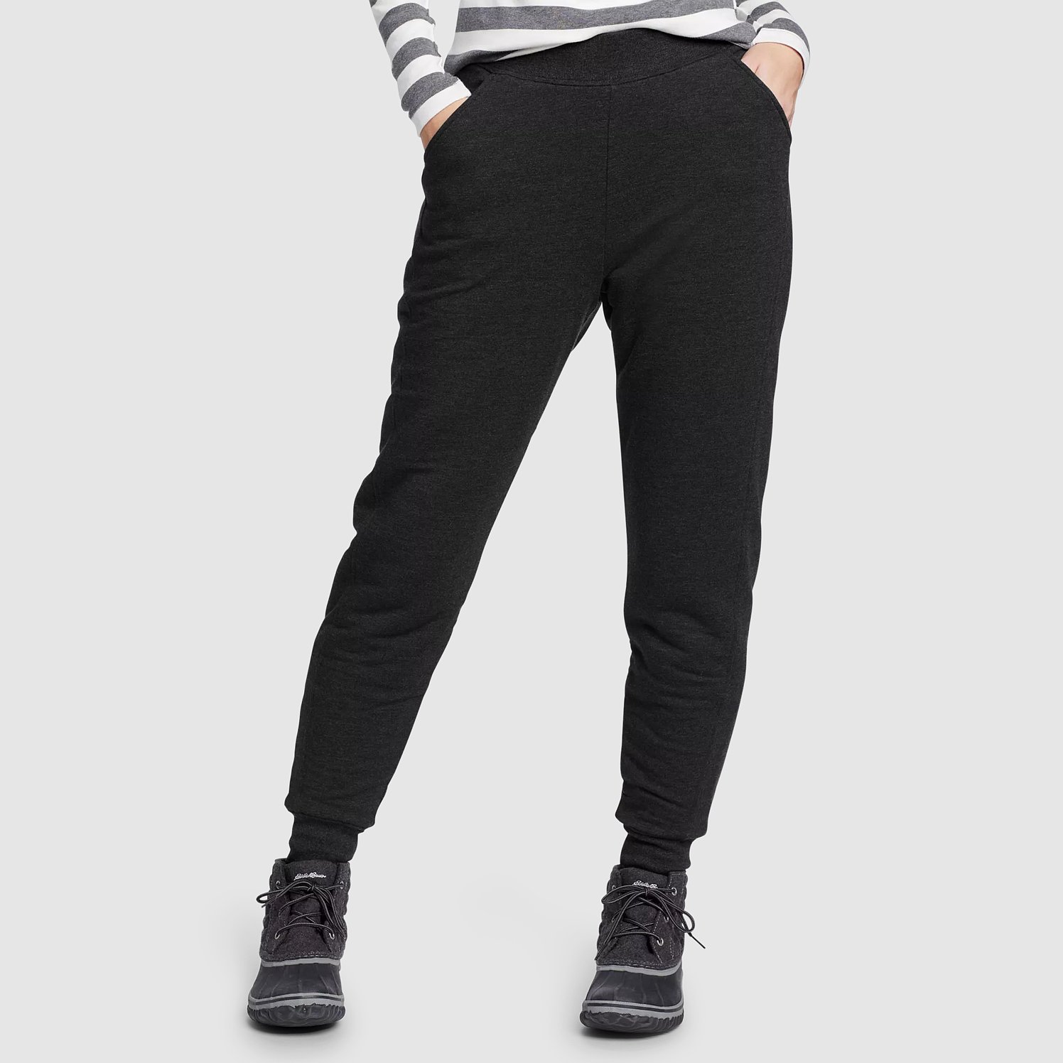 Yyeselk Women's Sherpa Lined Sweatpants Plus Size Drawstring Athletic  Jogger Fleece Pants Winter Warm Trousers with Pockets Gray Large 